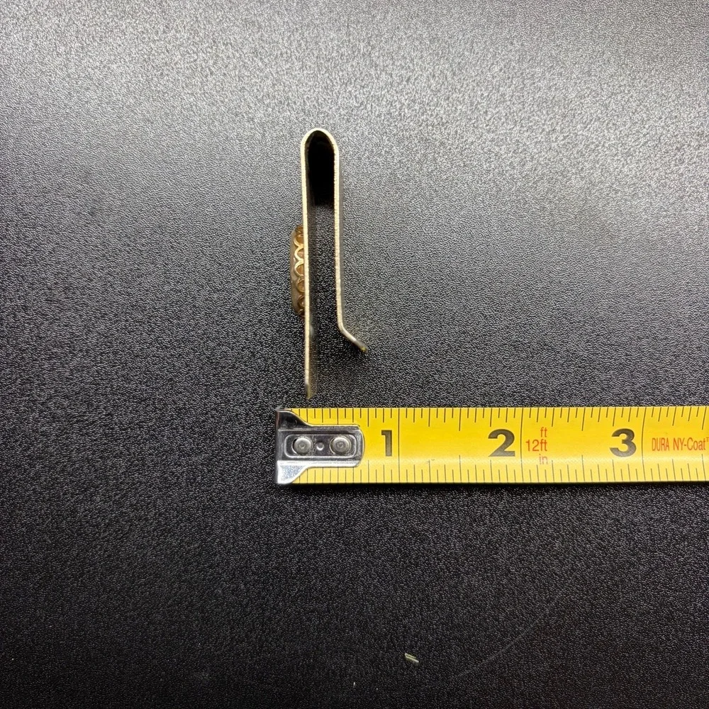 Vintage Gold tone Money clip with petoskey stone inlay Unmarked 2